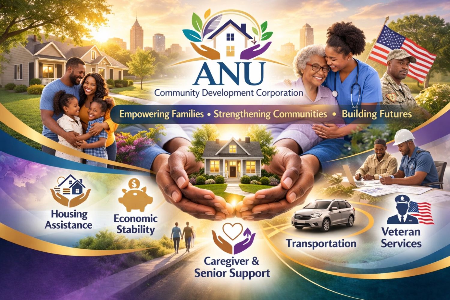 ANU Community Development Corporation: housing, economic stability, caregiver and senior support, transportation, and veteran services